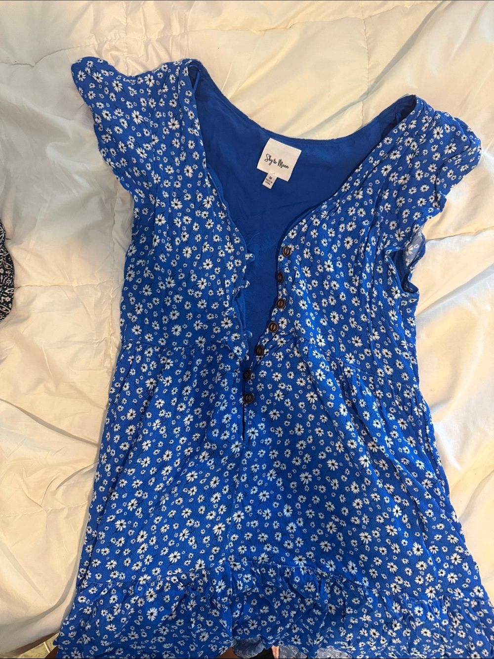 Style & Co. Royal Blue Floral Button-Front Dress